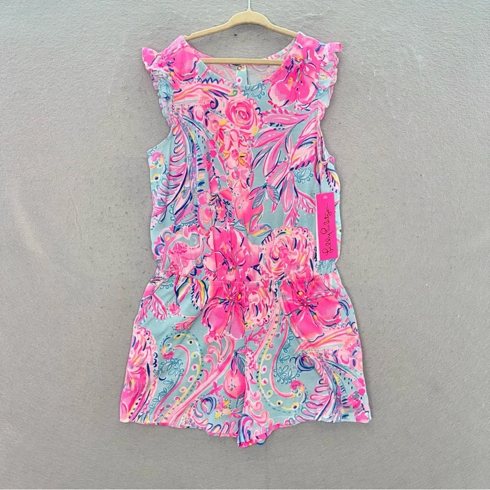 Lilly Pulitzer NWT youth girls Mini Patsi Romper Sleeveless 100% cotton XL 12-14